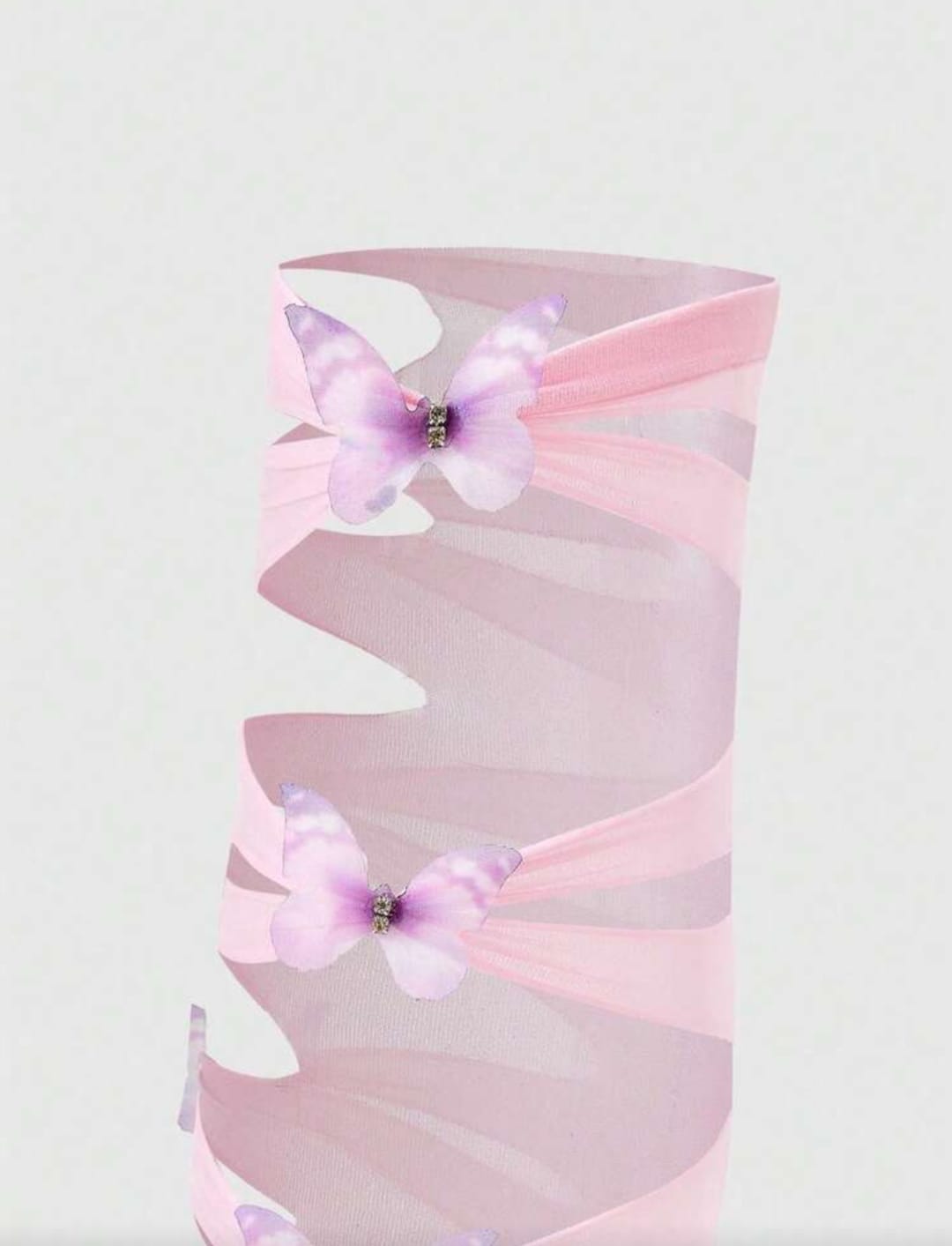Women’s Sheer Pink Thigh-High Stockings with Butterfly Bow Details – Romantic Fashion Hosiery